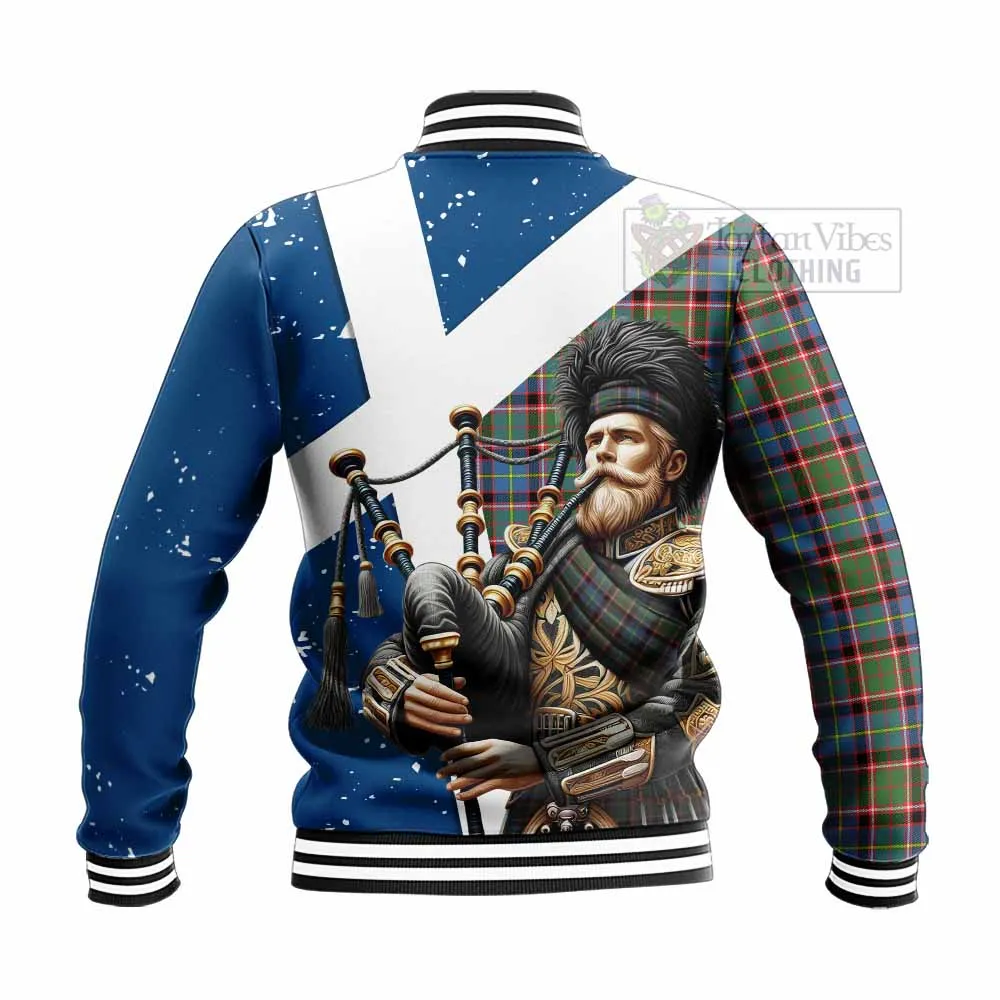 Aikenhead Tartan Baseball Jacket with Family Crest Scottish Bagpiper Vibes