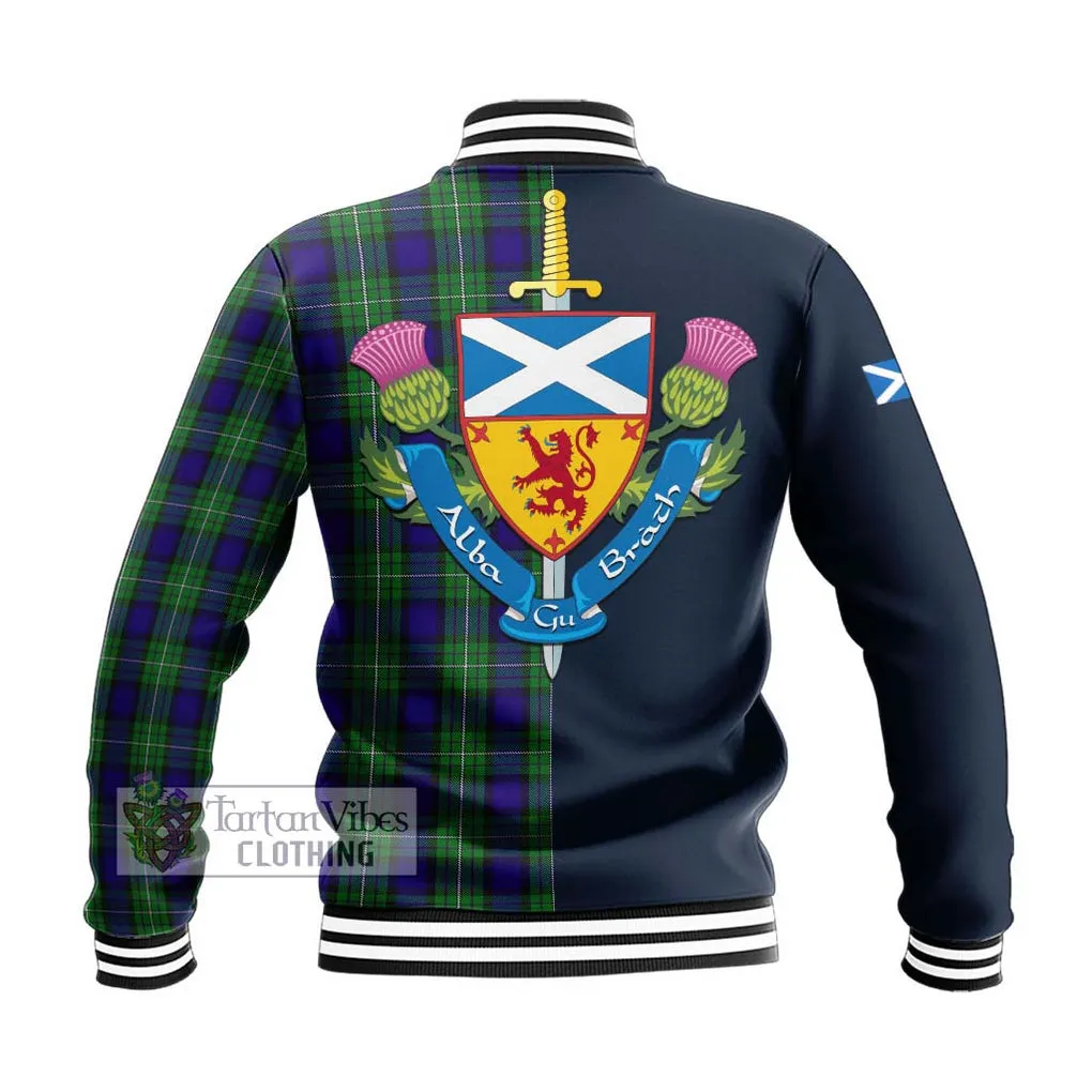 Alexander Tartan Baseball Jacket Alba with Scottish Lion Royal Arm Half Style