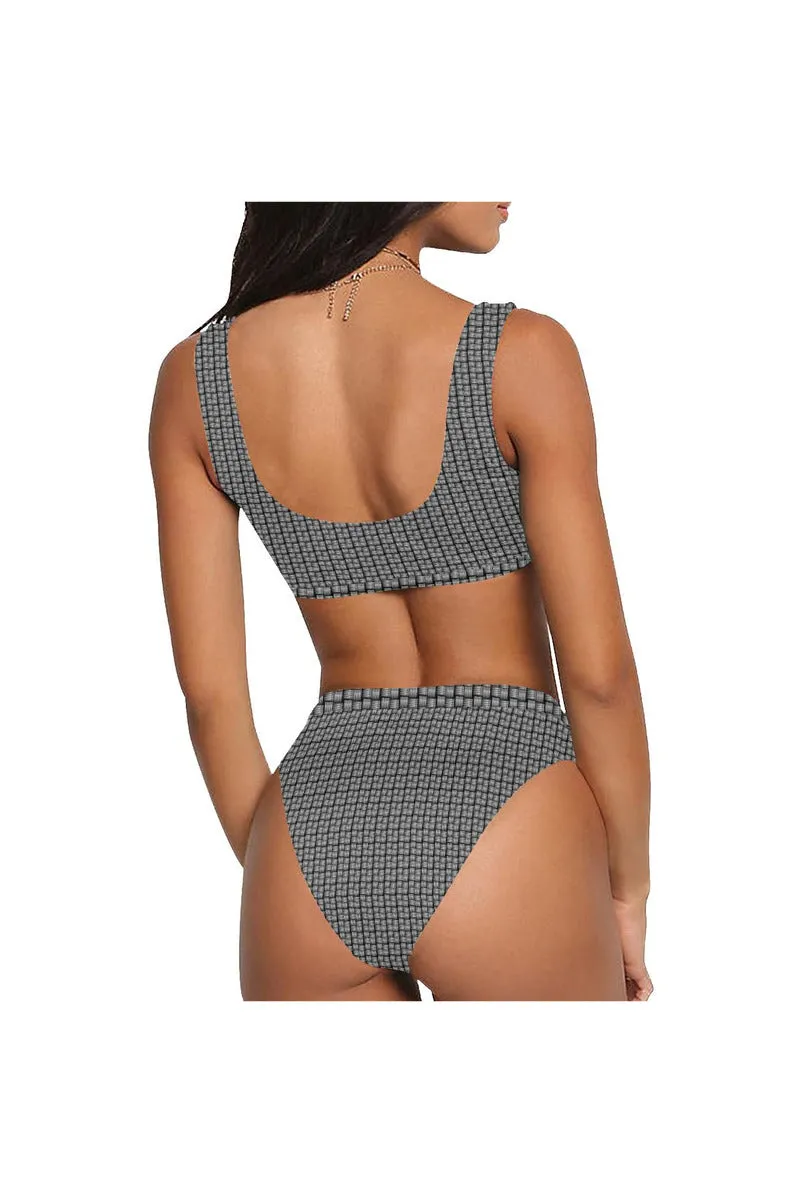 Brushes Sport Top & High-Waisted Bikini Swimsuit