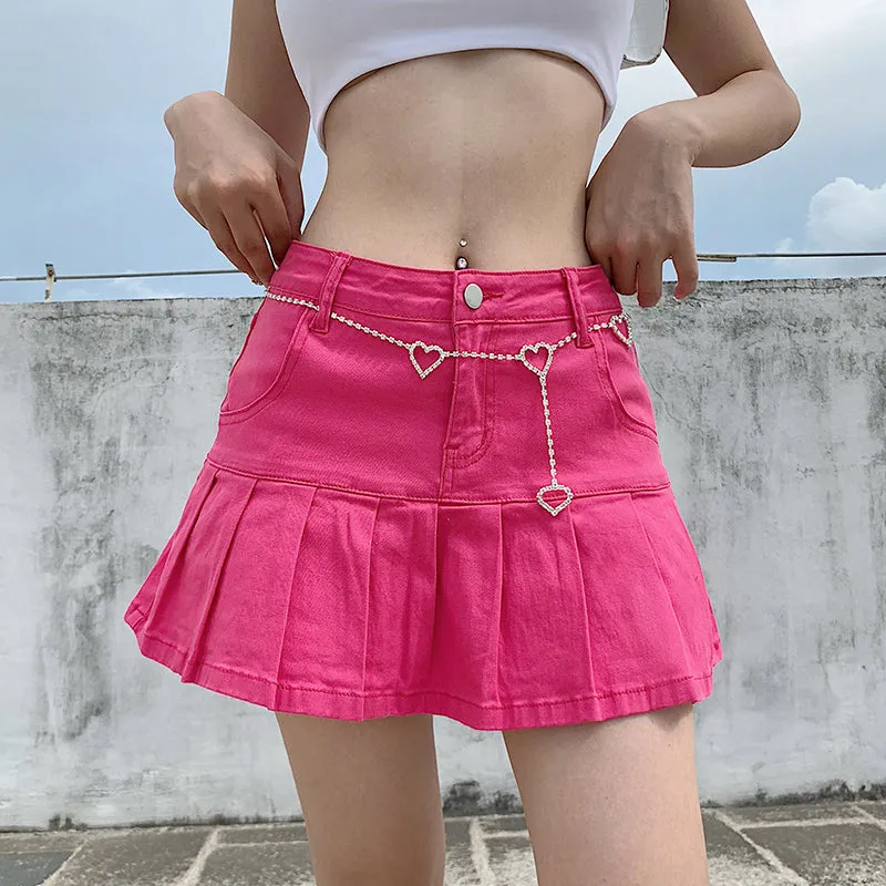 Julia Fashion - Harajuku Punk Y2K Denim Mini Pleated Skirts