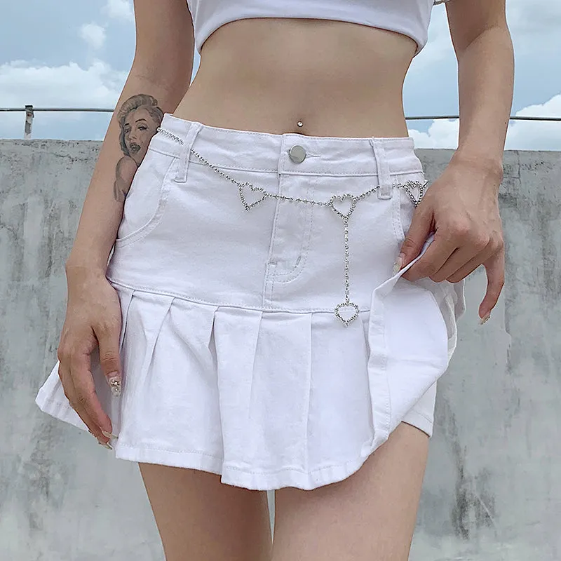 Julia Fashion - Harajuku Punk Y2K Denim Mini Pleated Skirts