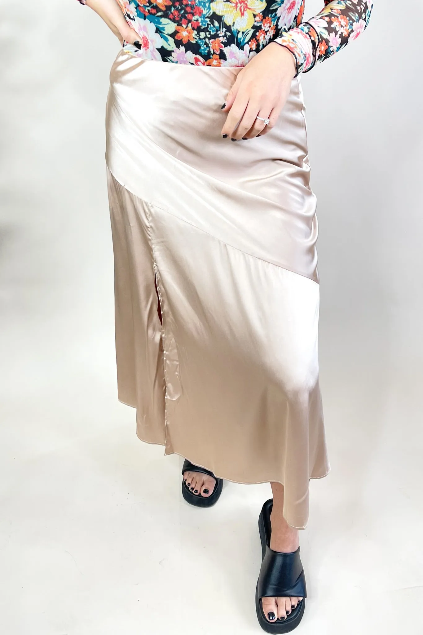 Marlene Satin Midi Skirt