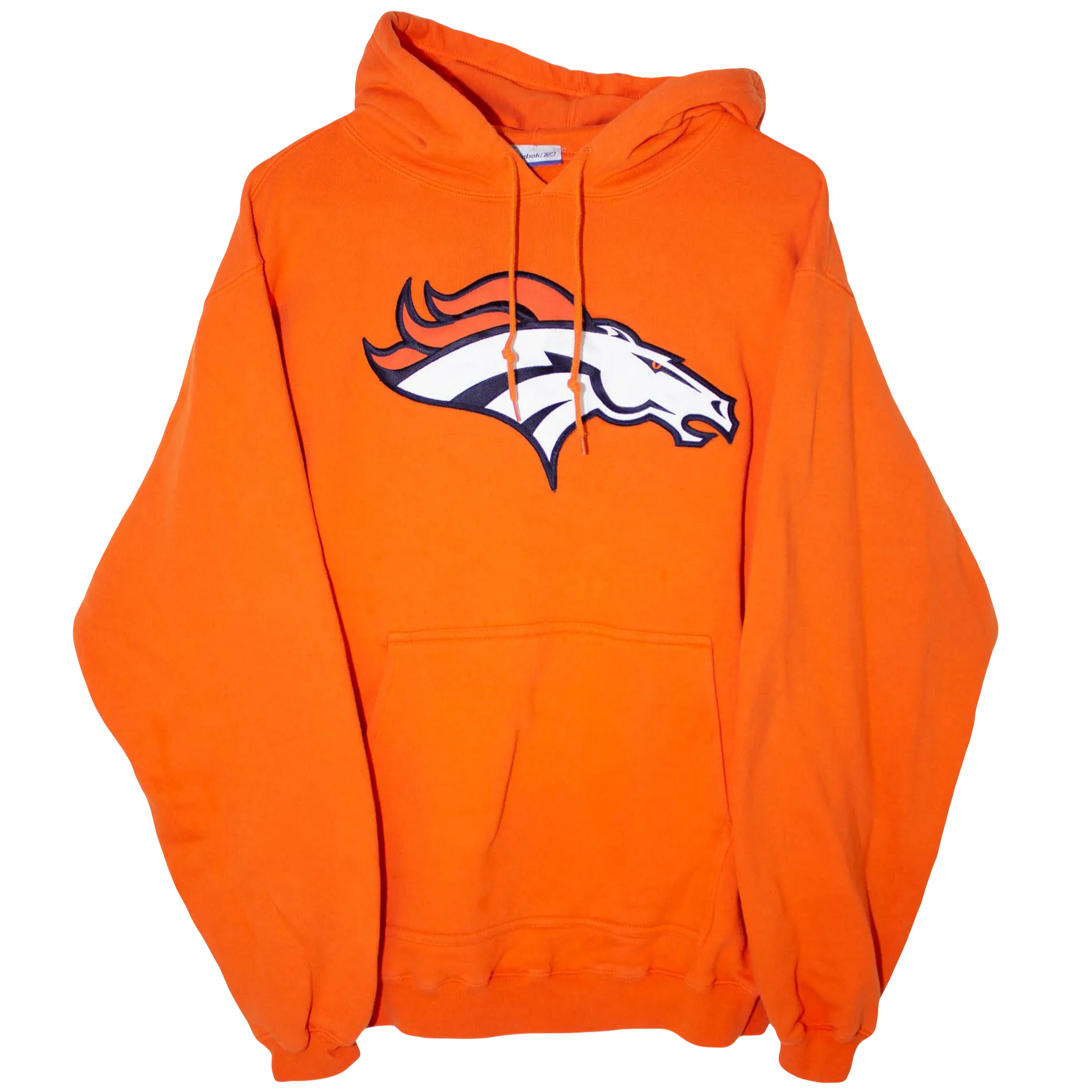 Reebok Vintage Embroidered NFL Broncos Big Logo Hoodie Orange (XL)