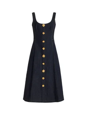 Sculpted Denim Midi Dress