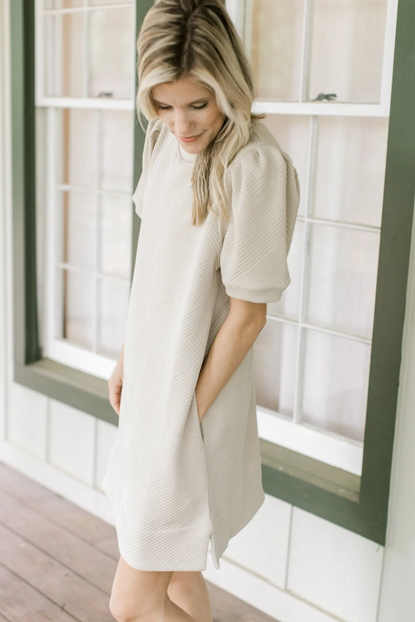 Taupe Embossed Dress