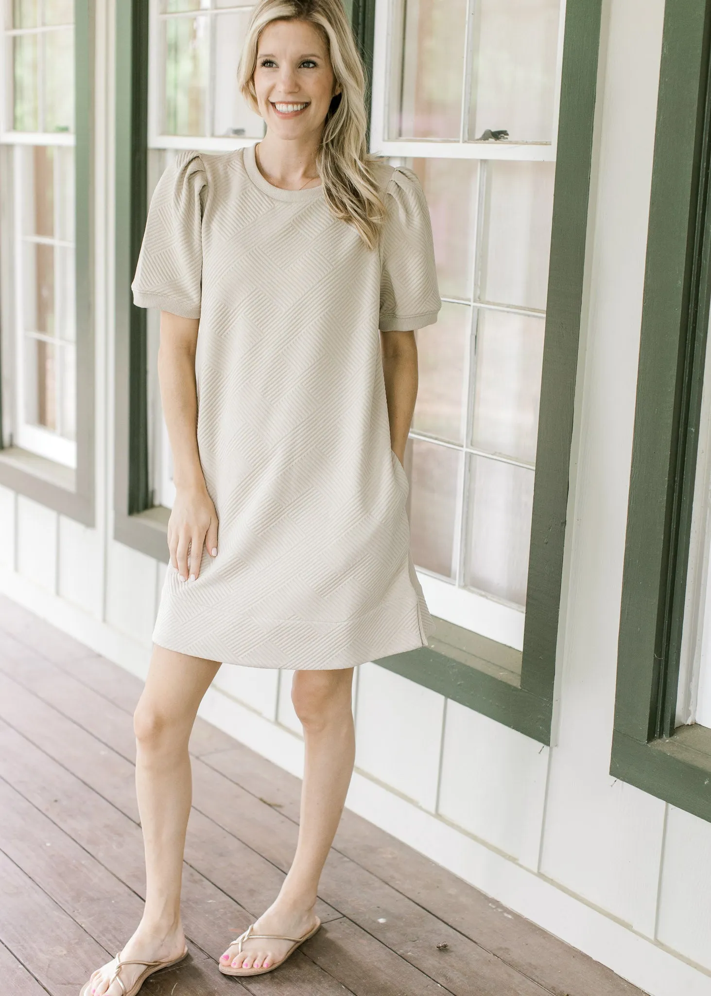 Taupe Embossed Dress