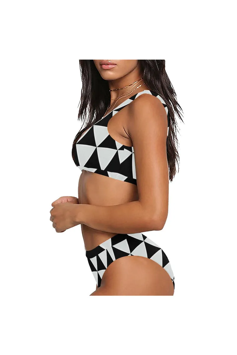 Trigonometric Sport Top & High-Waist Bikini Swimsuit