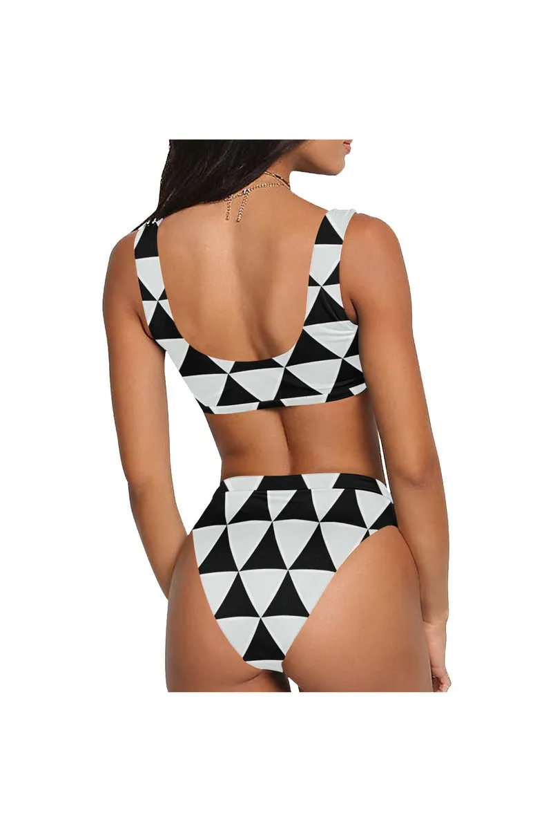 Trigonometric Sport Top & High-Waist Bikini Swimsuit